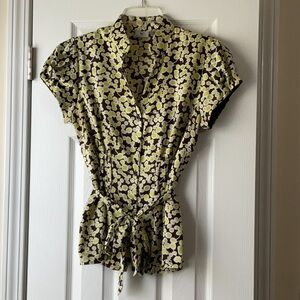Stylish Women's Yellow and Brown Patterned Top